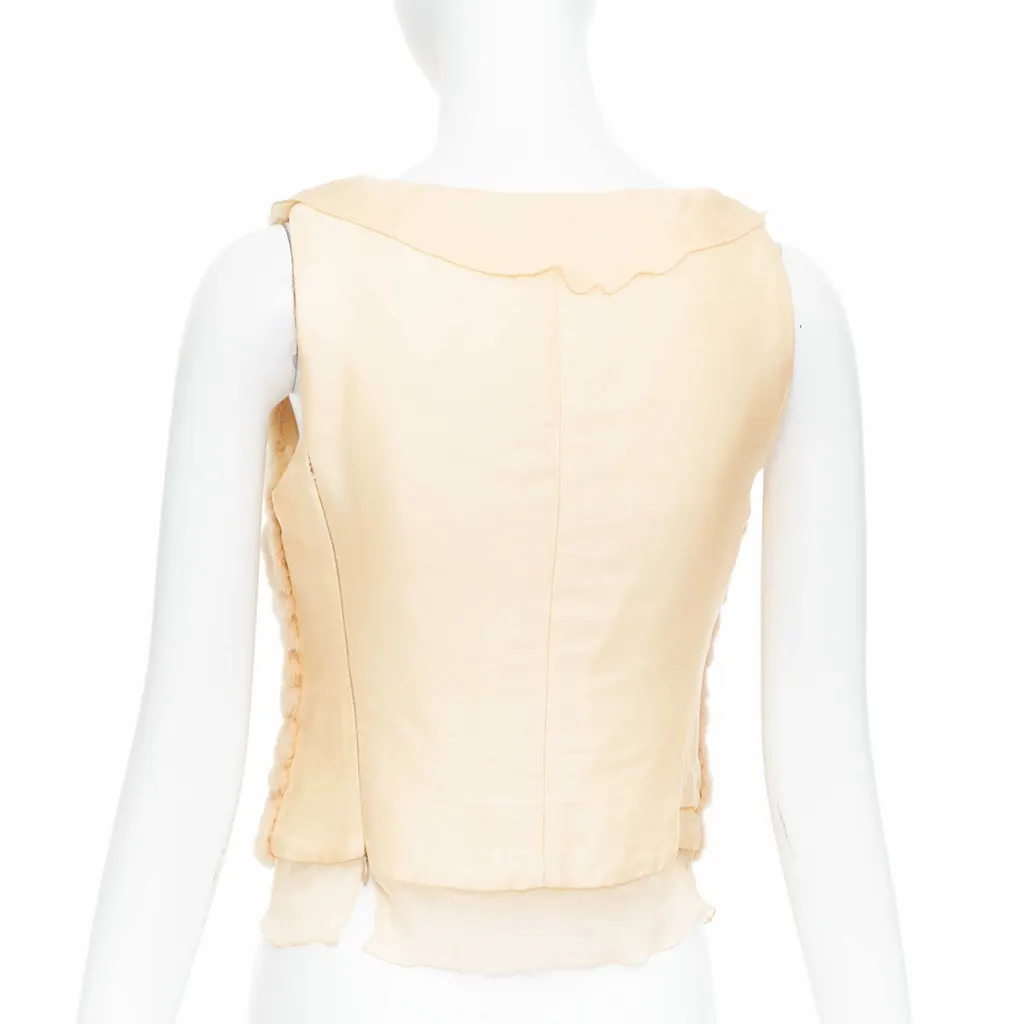 Prada Dyed Fur Satin Vest Ecru Silk Fair - Box View