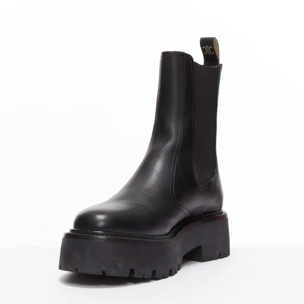 Celine Bulky Chelsea Black Leather Very good - Box View