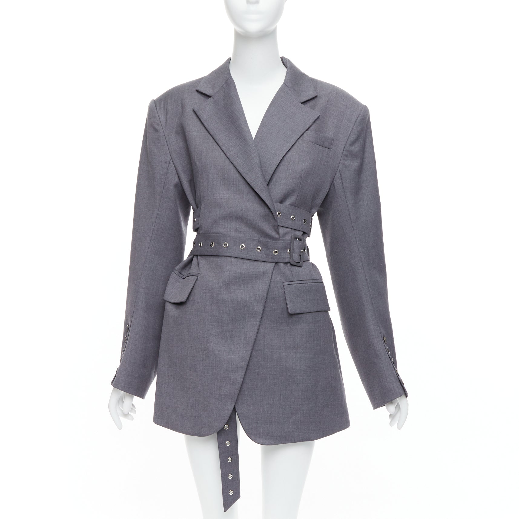 Unsigned / متعددة Grommet Belted Blazer