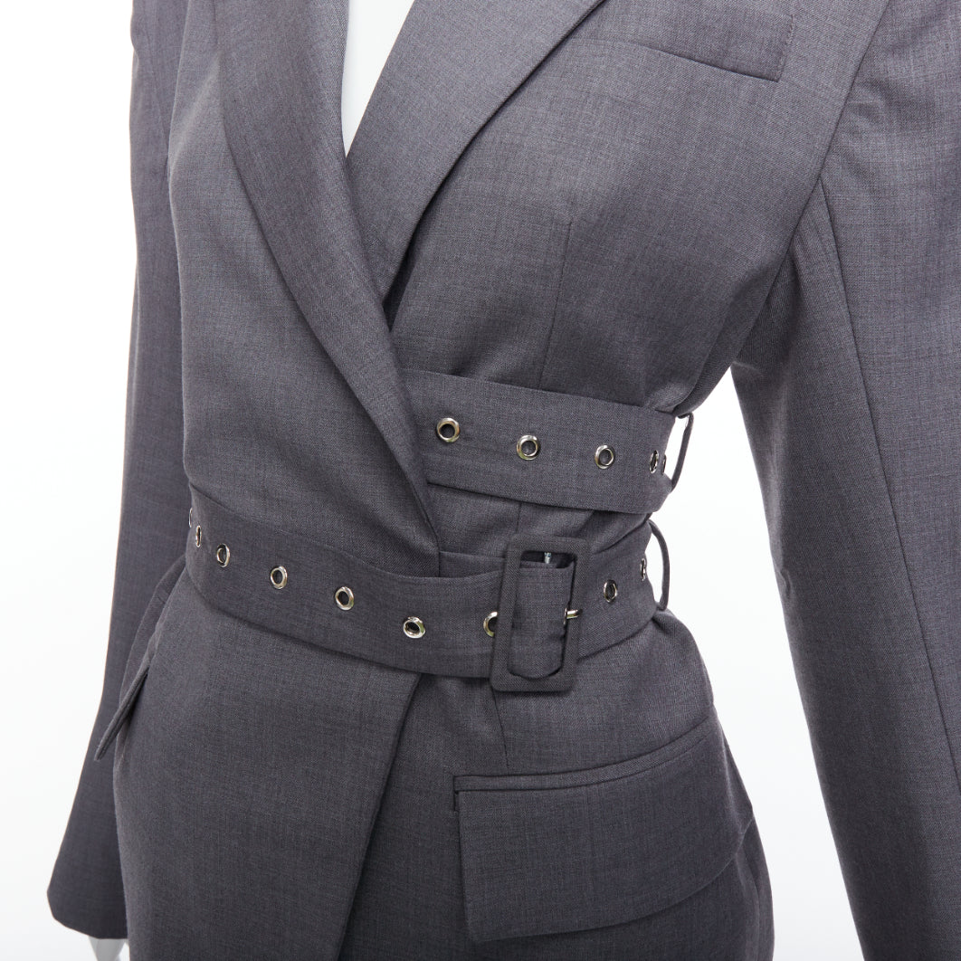 Unsigned / متعددة Grommet Belted Blazer - Back view