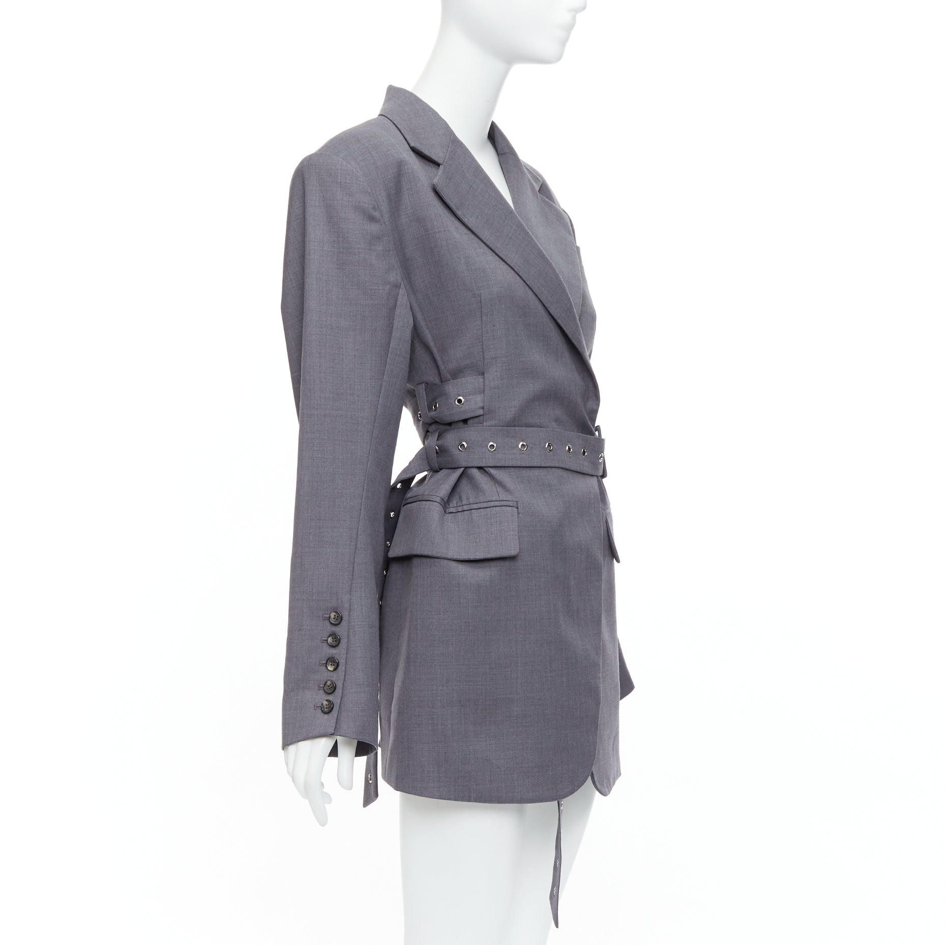 Unsigned / متعددة Grommet Belted Blazer - Image 6