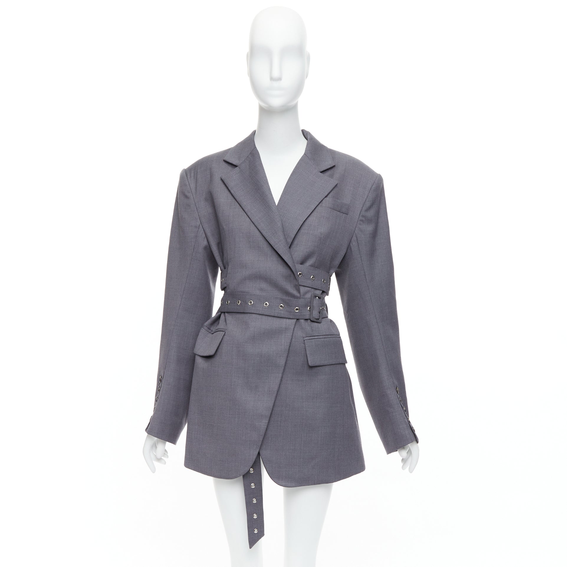 Unsigned / متعددة Grommet Belted Blazer - Image 11