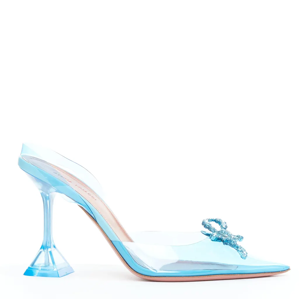 Amina Muaddi Rosie Glass 95 Blue Plastic Very good - Front View