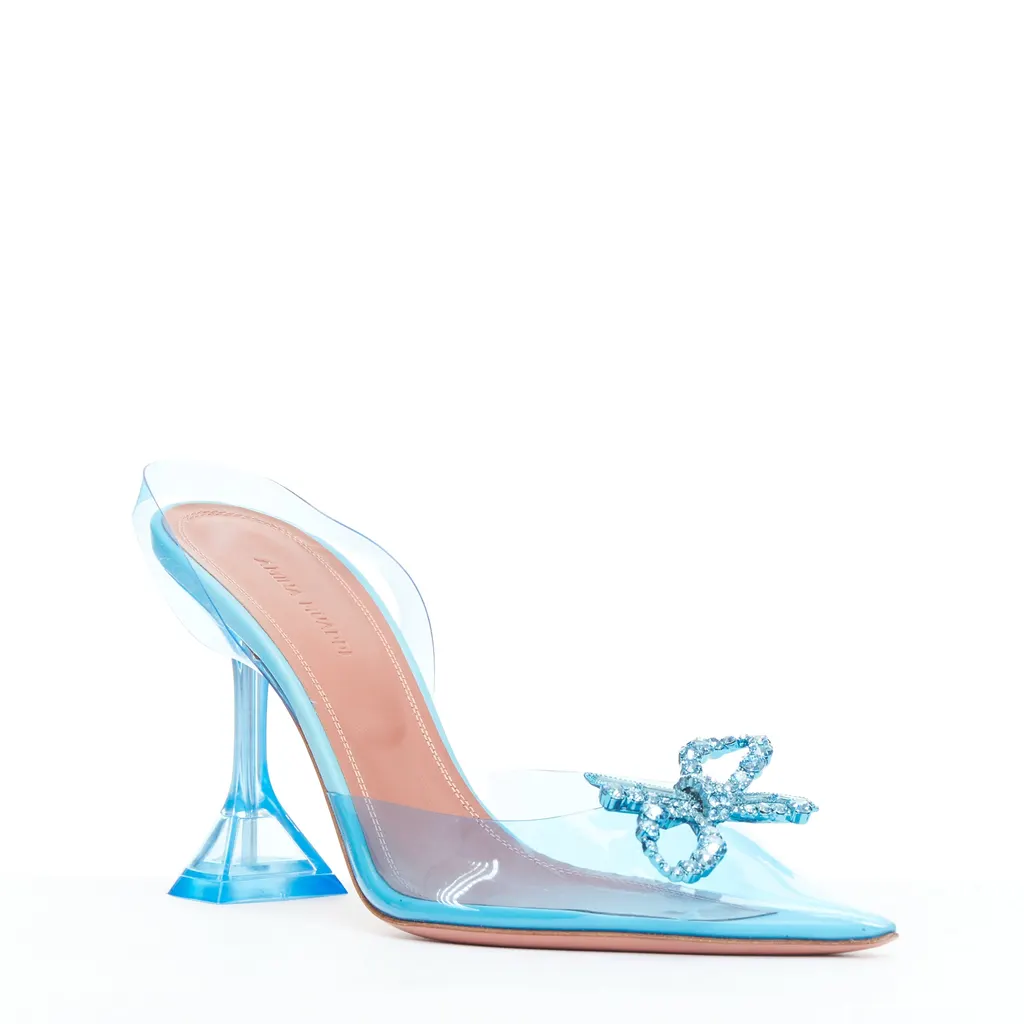 Amina Muaddi Rosie Glass 95 Blue Plastic Very good - Back View
