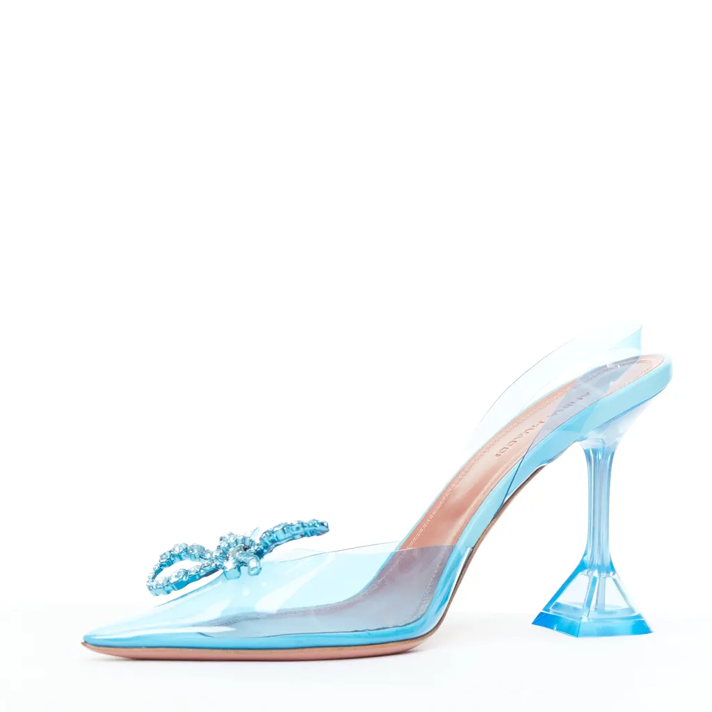 Amina Muaddi Rosie Glass 95 Blue Plastic Very good - Model View