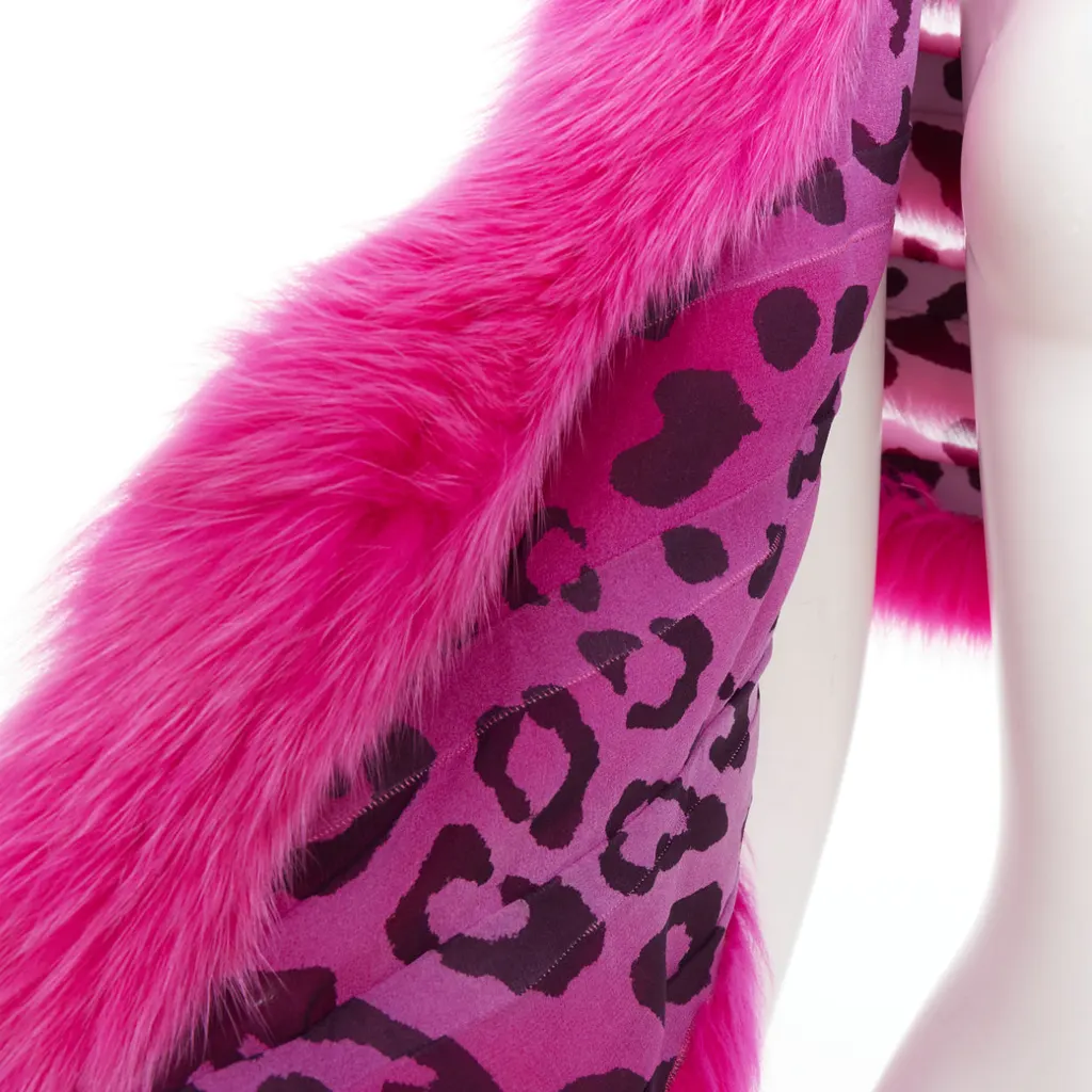 Dior Leopard Silk Shawl Pink Fur Very good - Back View