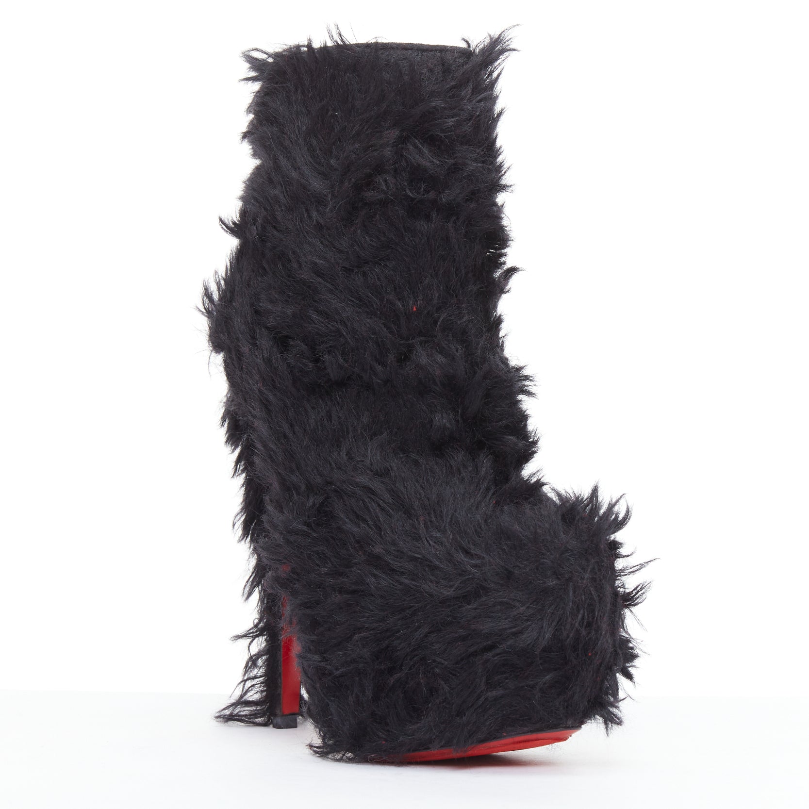 Christian Louboutin Black faux shaggy - Back view