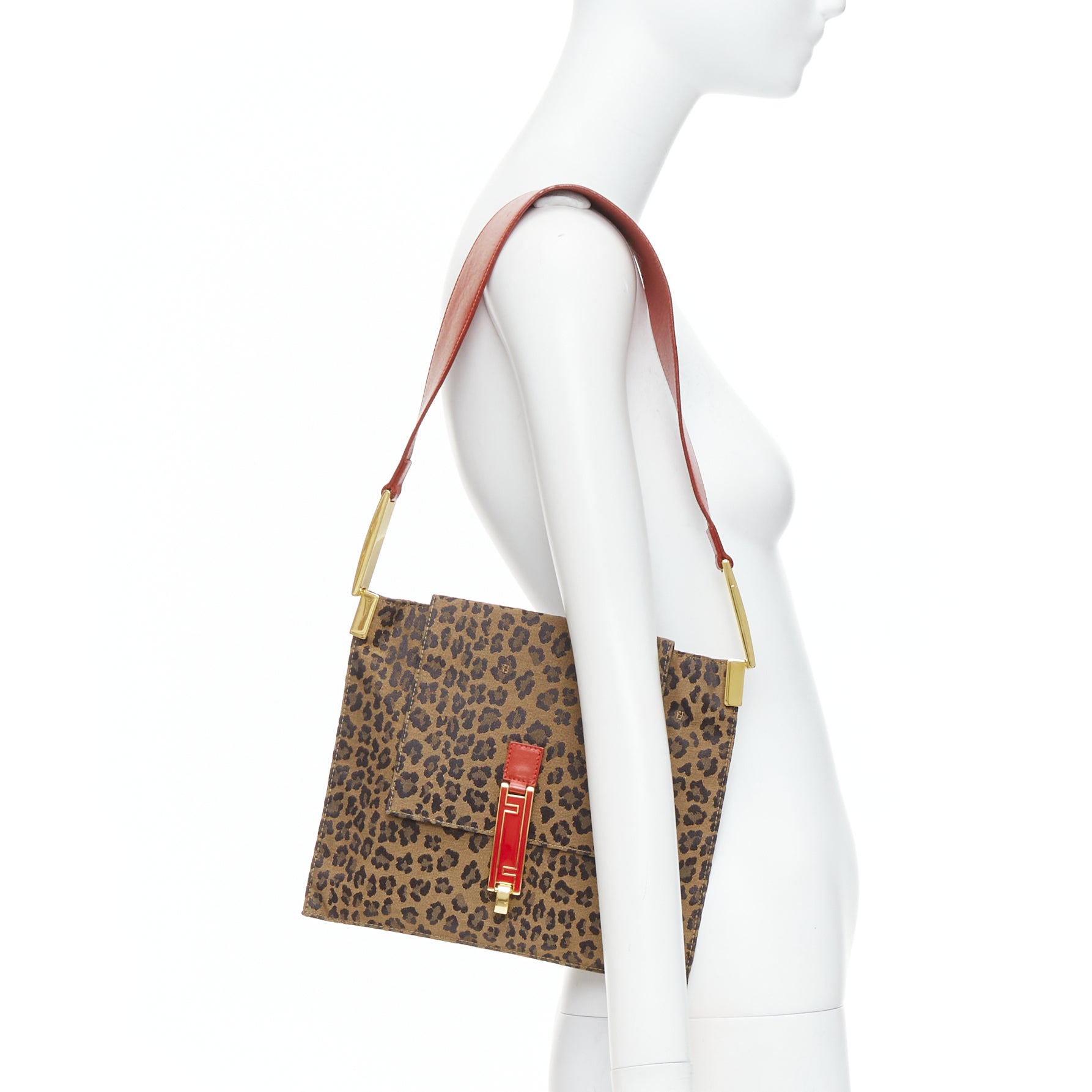Fendi Leopard FF Shoulder Bag - Back view