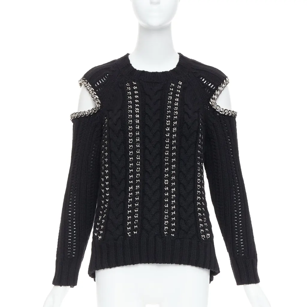 Alexander McQueen Chain Cold Sweater Black Cashmere Very good - Front View