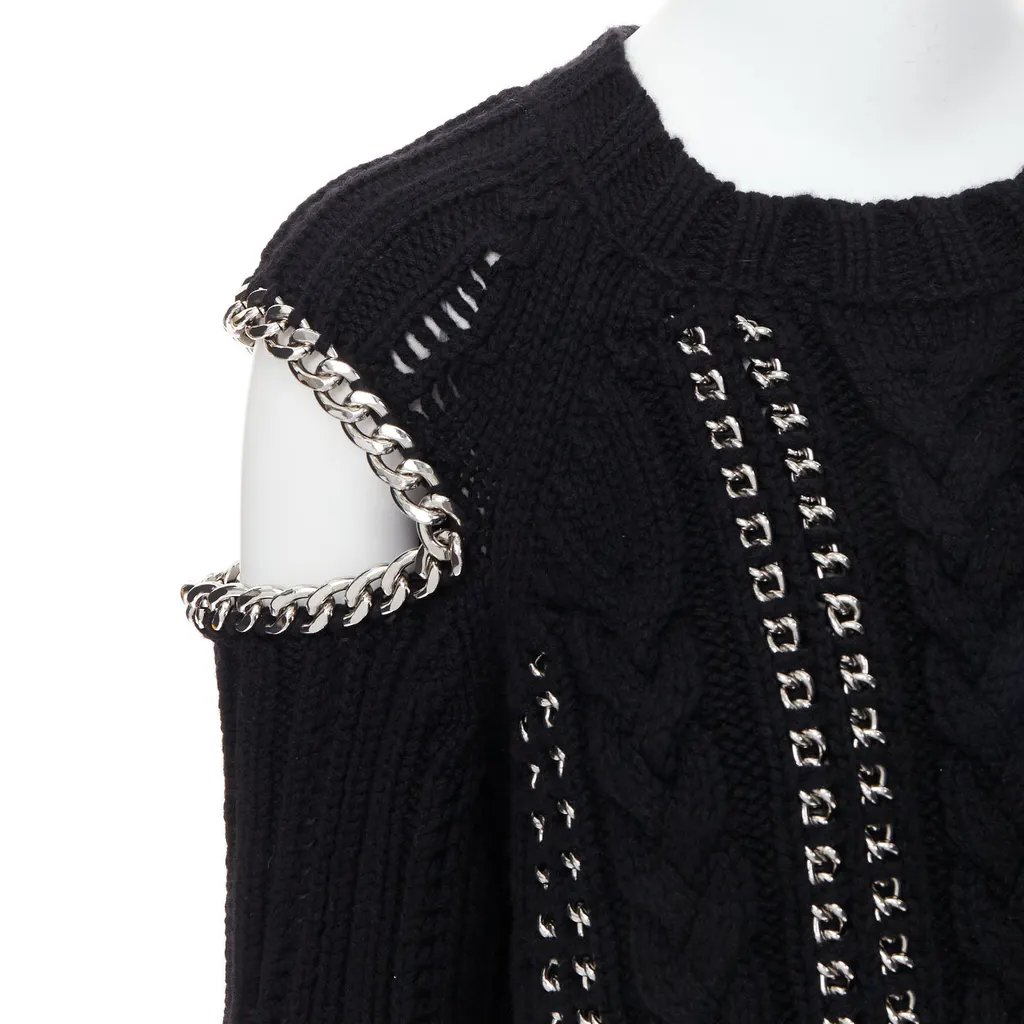 Alexander McQueen Chain Cold Sweater Black Cashmere Very good - Back View