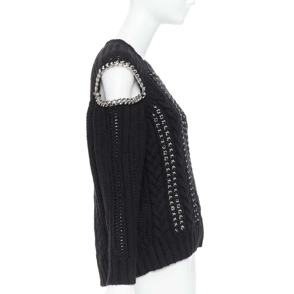 Alexander McQueen Chain Cold Sweater Black Cashmere Very good - Model View