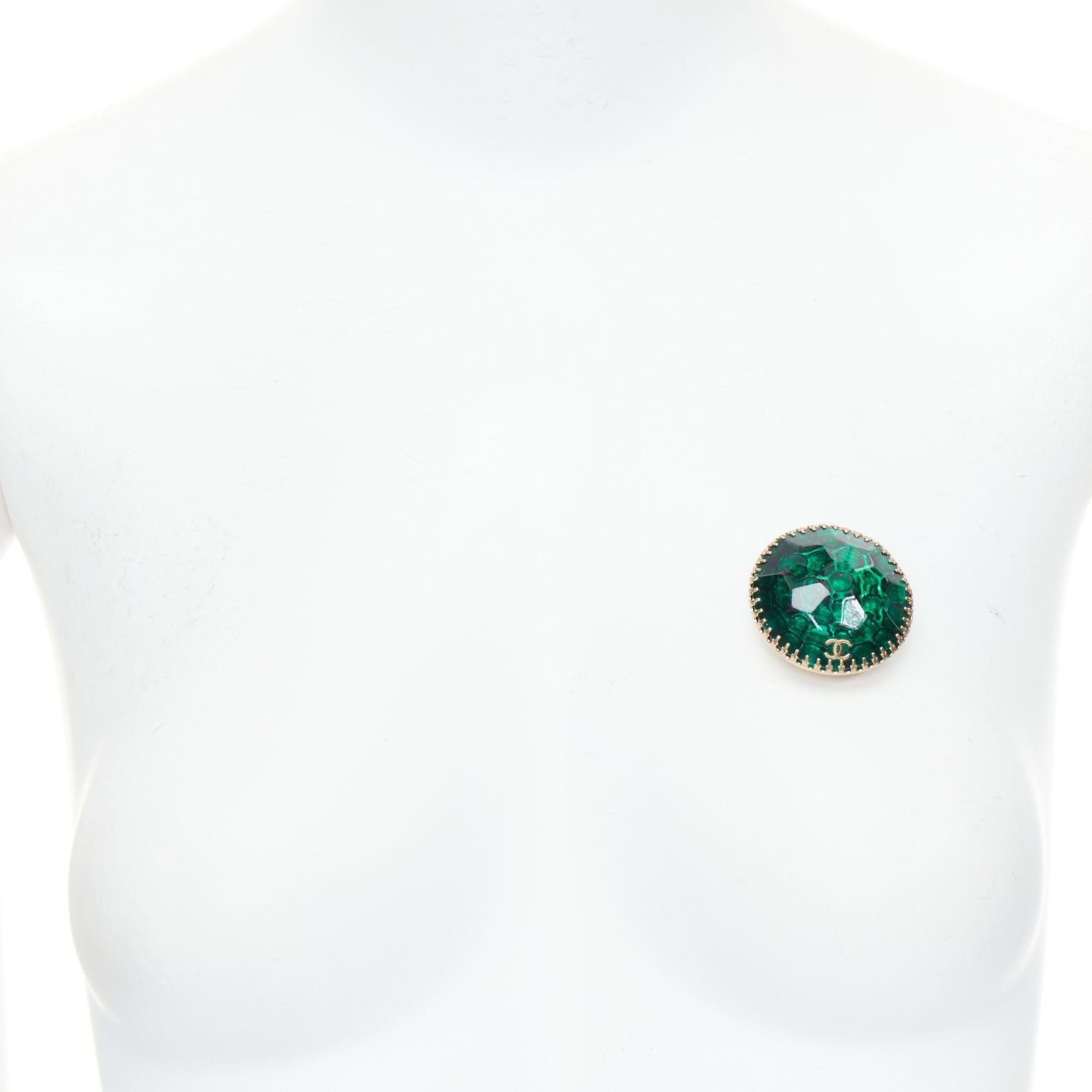 Chanel Green Resin Pin - Back view