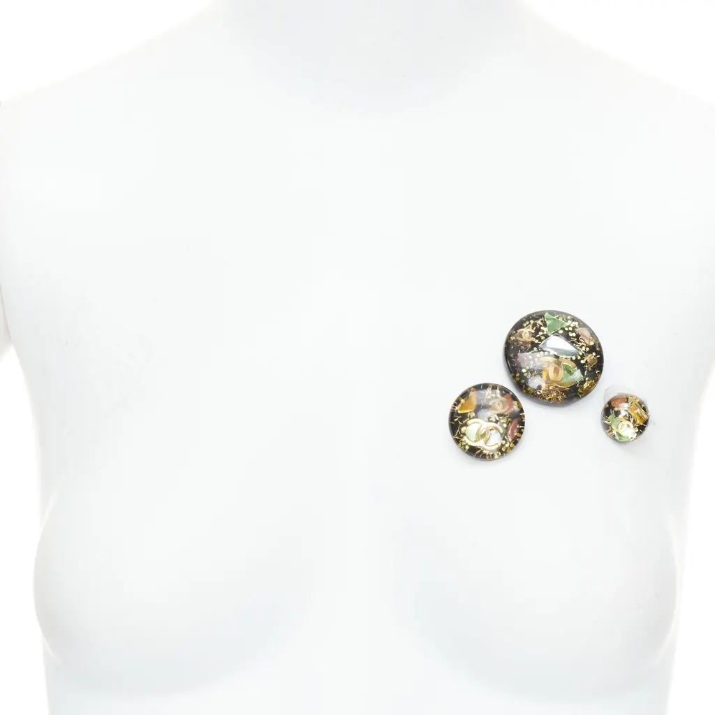 Chanel Set of 3 Pins Black Plastic Very good - Back View