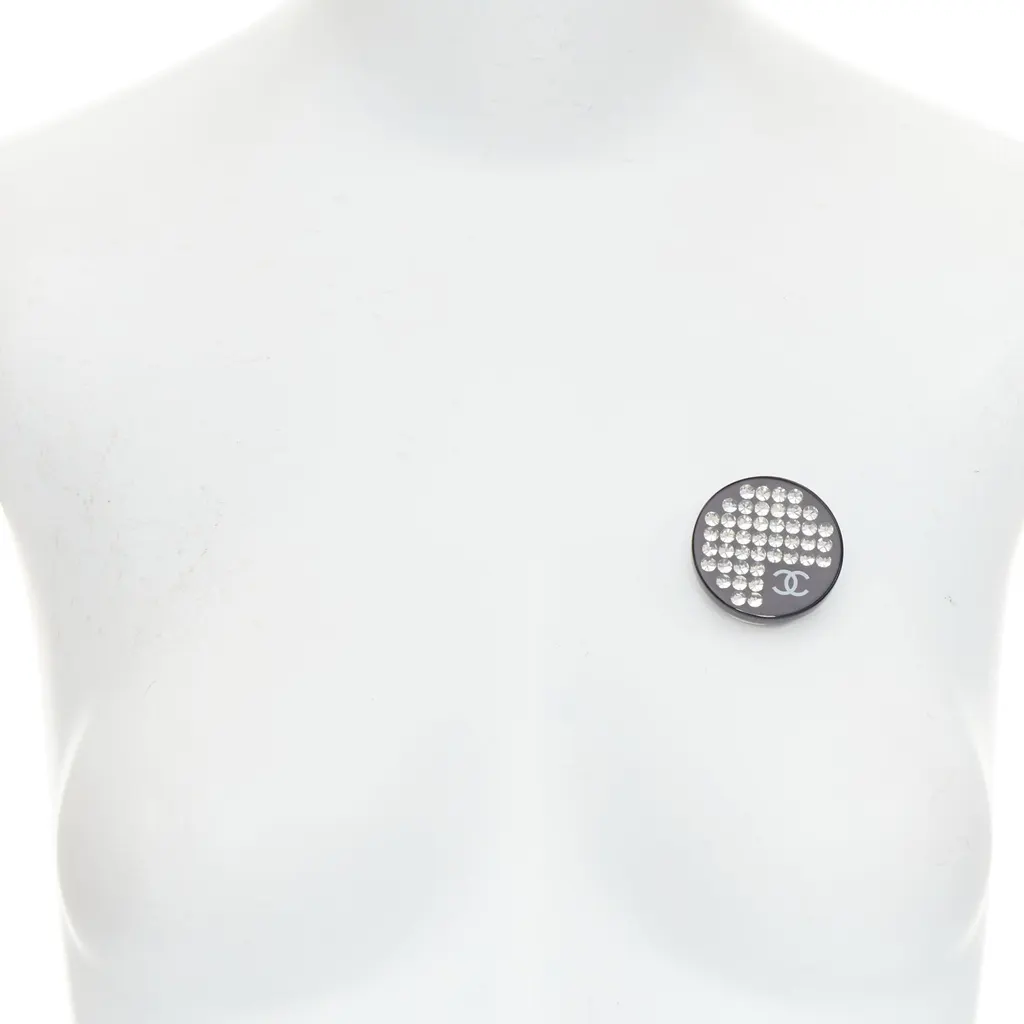 Chanel Diamante CC Pin Black Plastic Very good - Back View