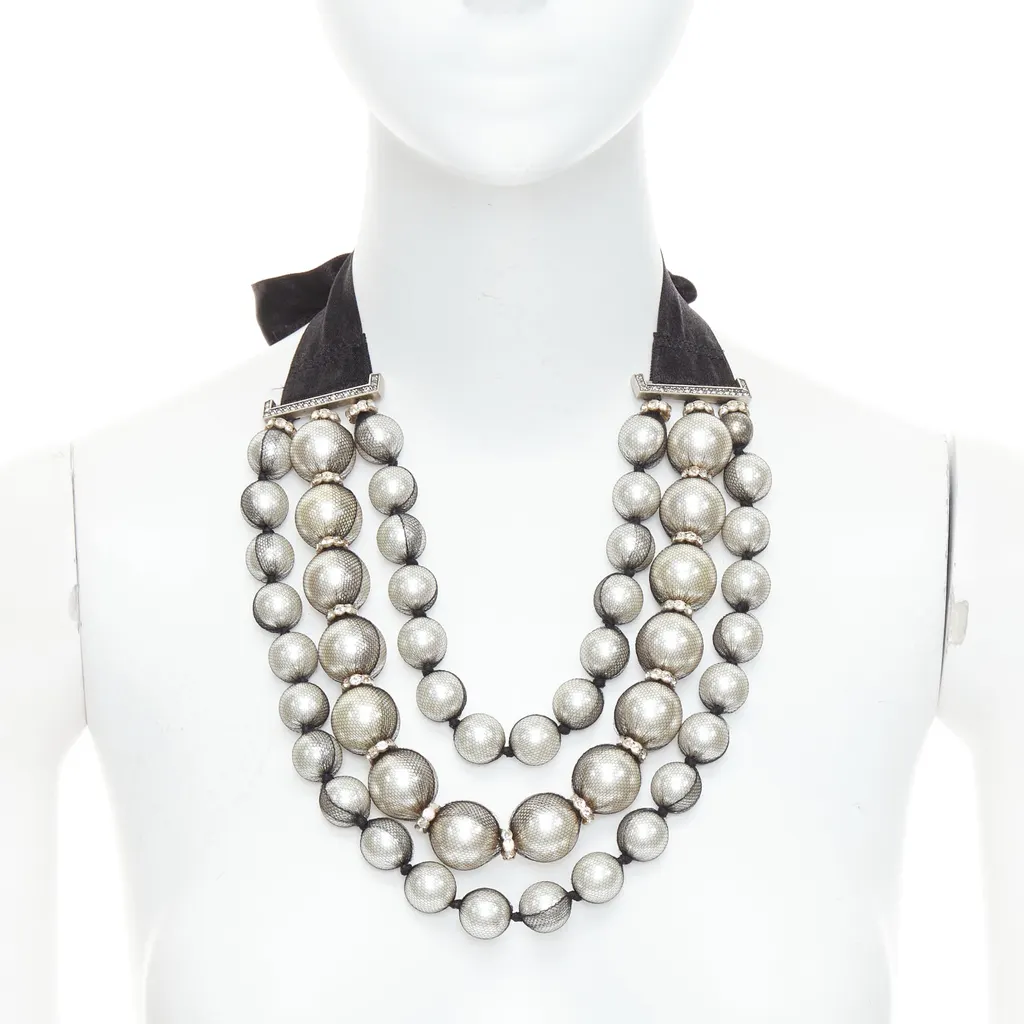 Lanvin Strand Tie Necklace Black Very good - Front View