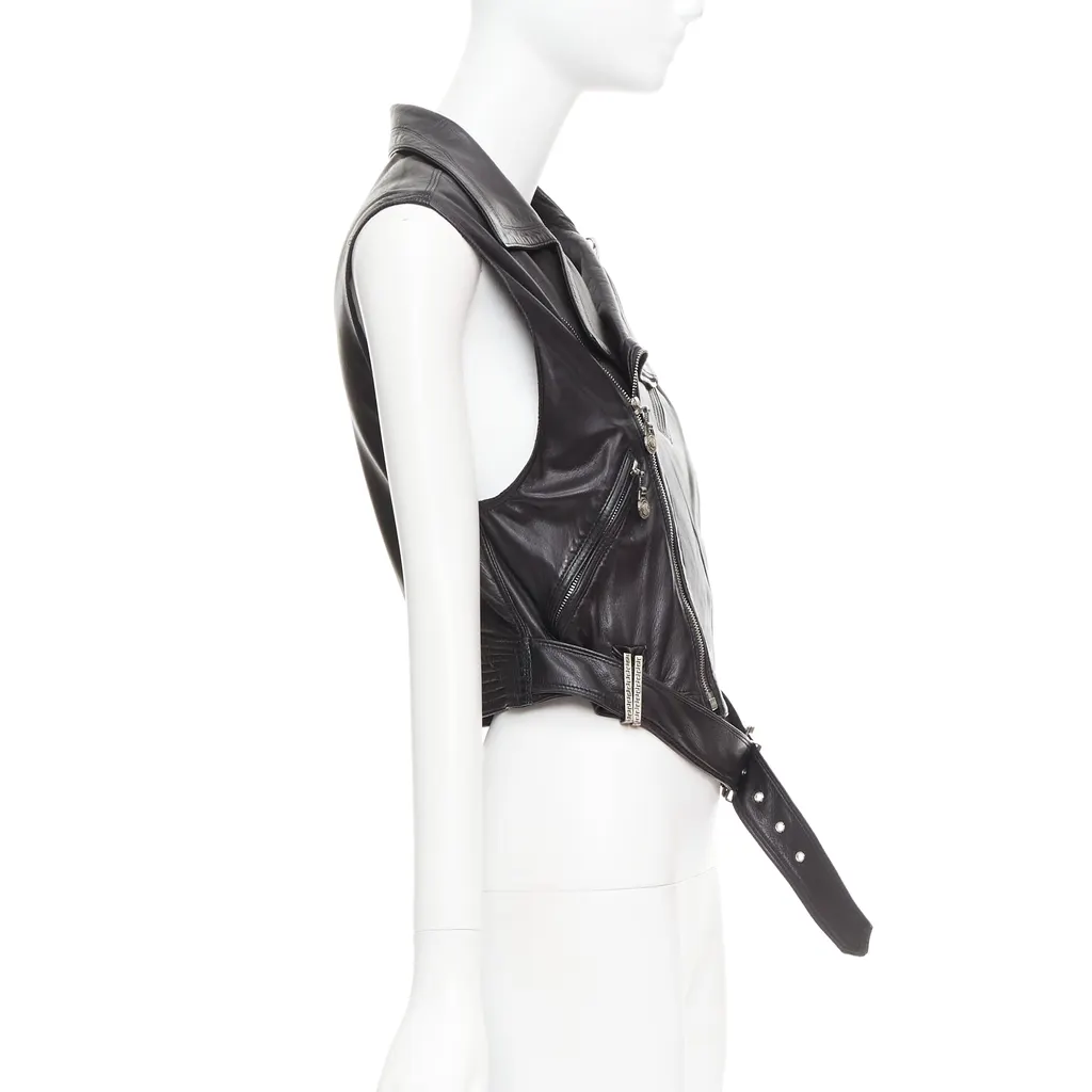 Gianni Versace Medusa Pin Vest Black Leather Good - Box View