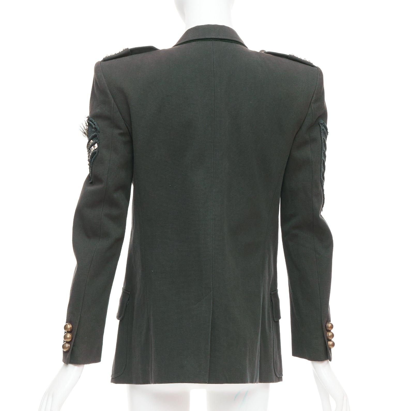 Balmain Green Military Jacket - Side view