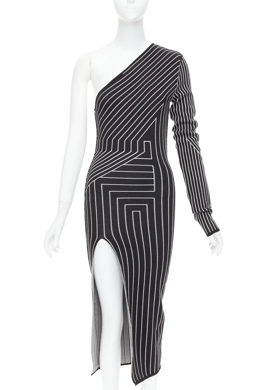 Rick Owens Geometric Slit Dress Grey Wool Never worn - Front View