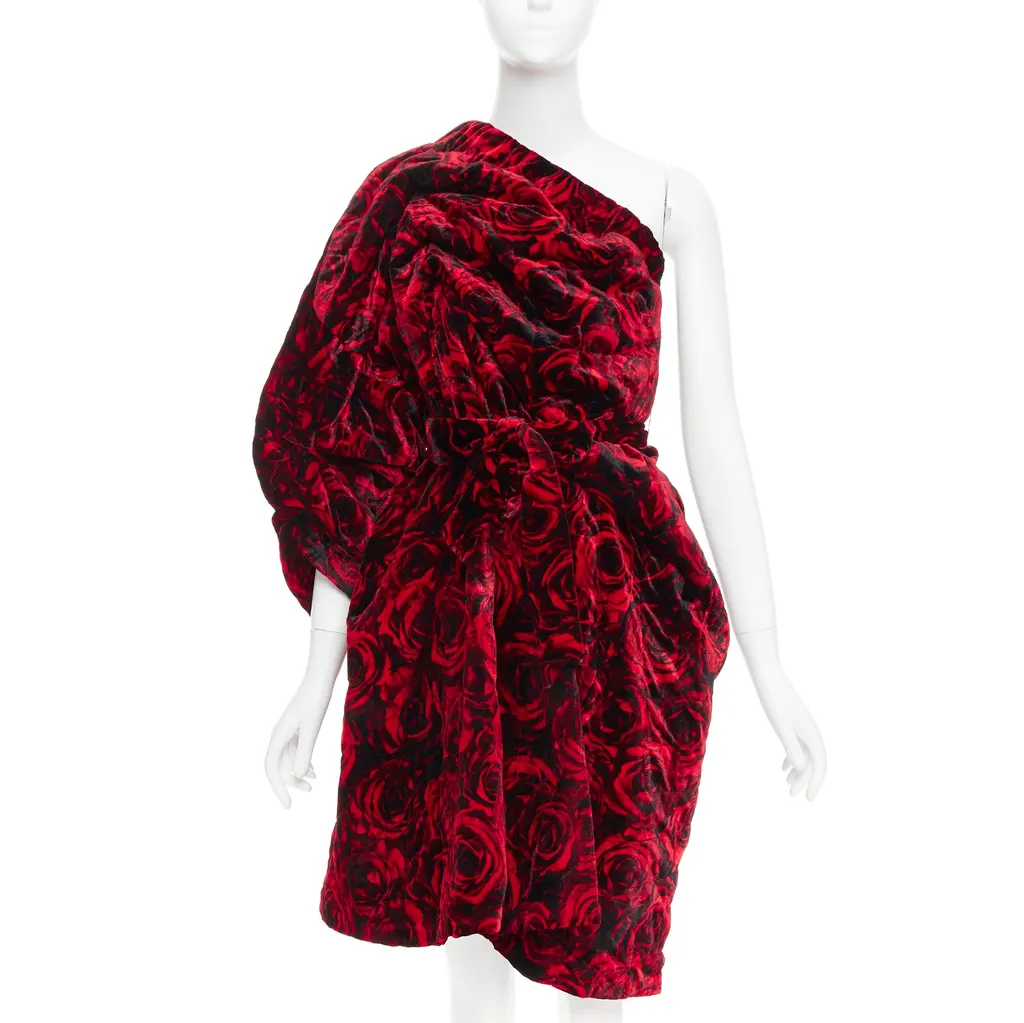Dries Van Noten Rose Velvet Dress Red Polyester Very good - Front View