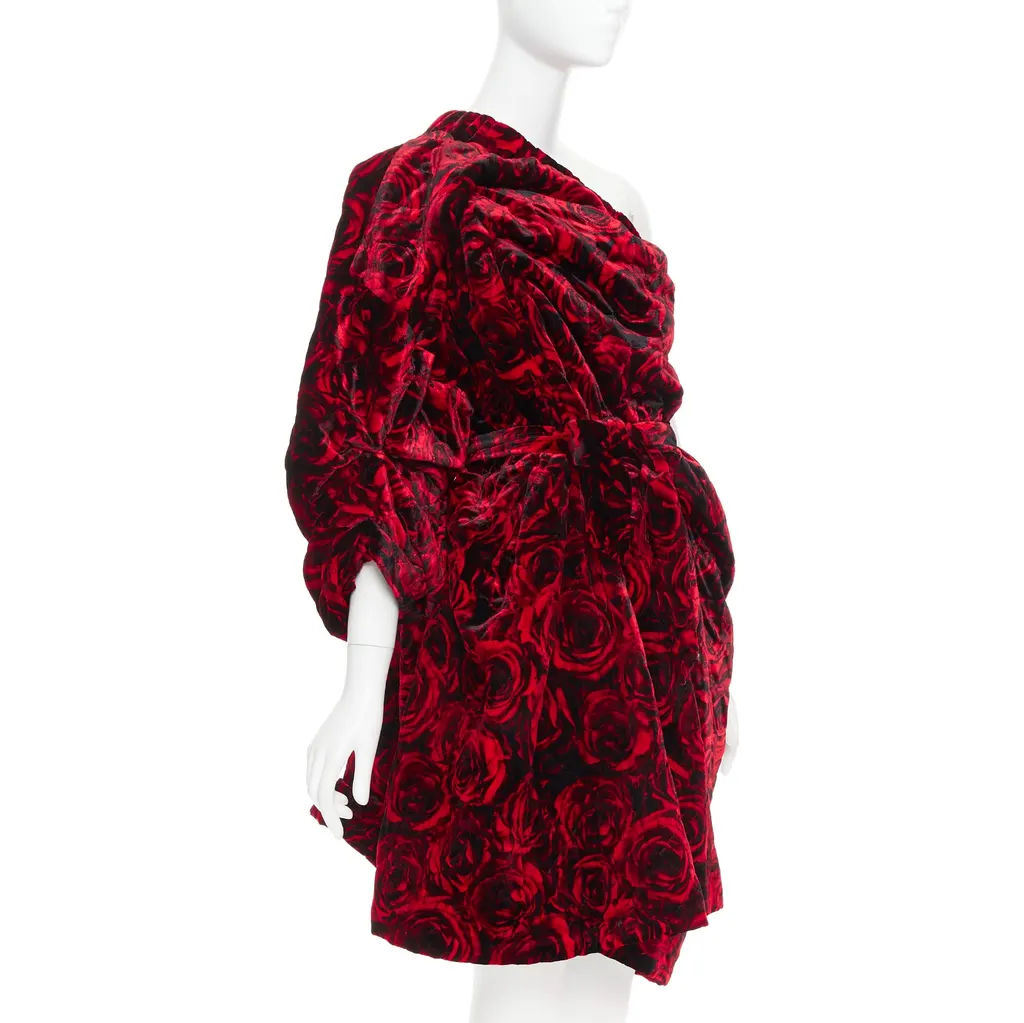 Dries Van Noten Rose Velvet Dress Red Polyester Very good - Inside View