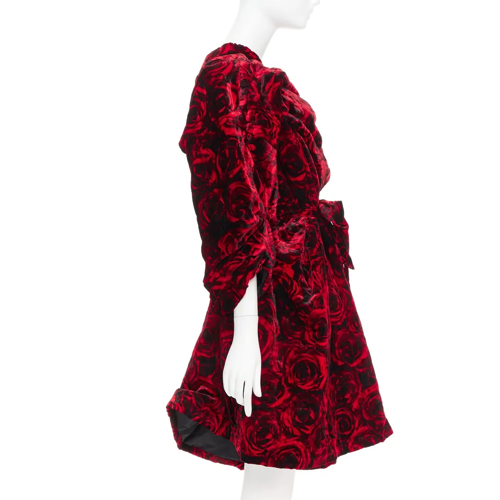 Dries Van Noten Rose Velvet Dress Red Polyester Very good - Model View