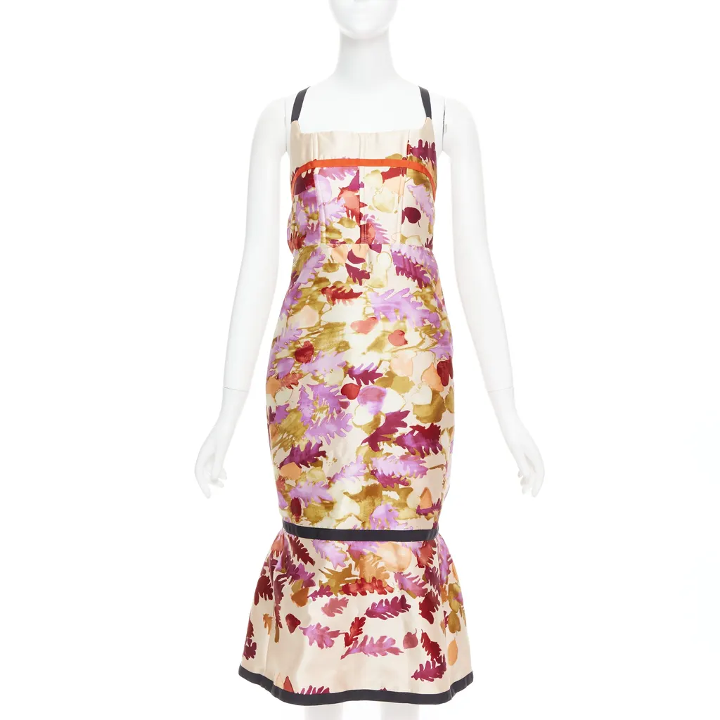 Prada Floral Bondage Dress MultiColor Wool Very good - Front View