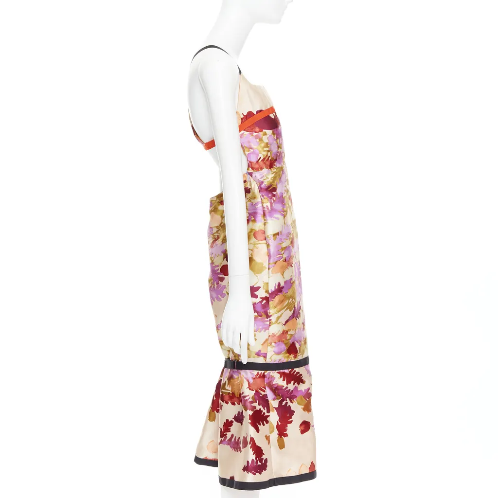 Prada Floral Bondage Dress MultiColor Wool Very good - Model View