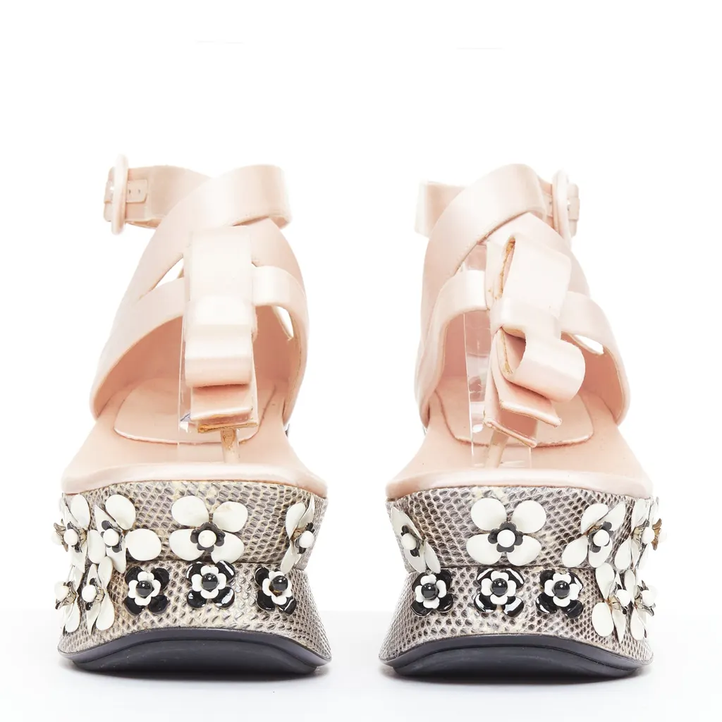 Prada Floral Geisha Platforms Pink Silk Very good - Inside View