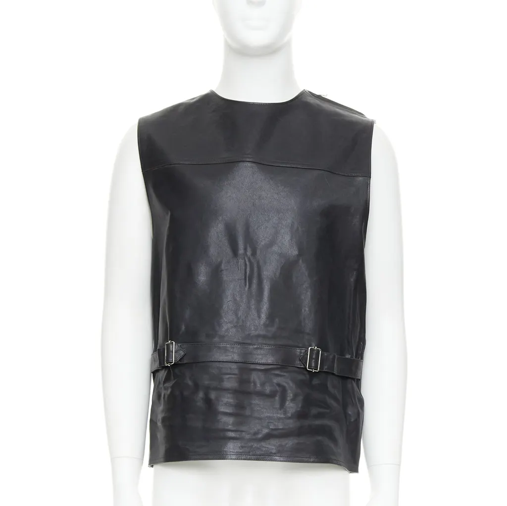 Prada Sleeveless Vitello Jacket Black Leather Never worn, with tag - Front View