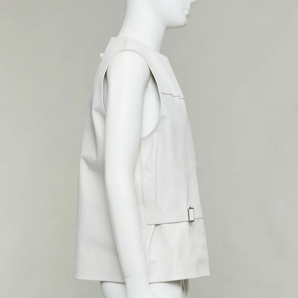 Prada White Leather Vest Ecru Leather Very good - Model View
