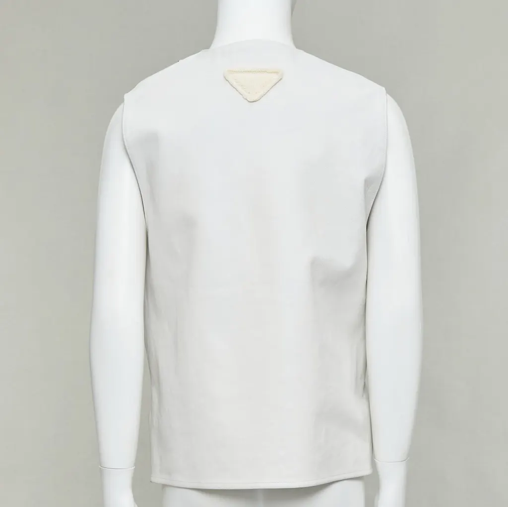 Prada White Leather Vest Ecru Leather Very good - Box View