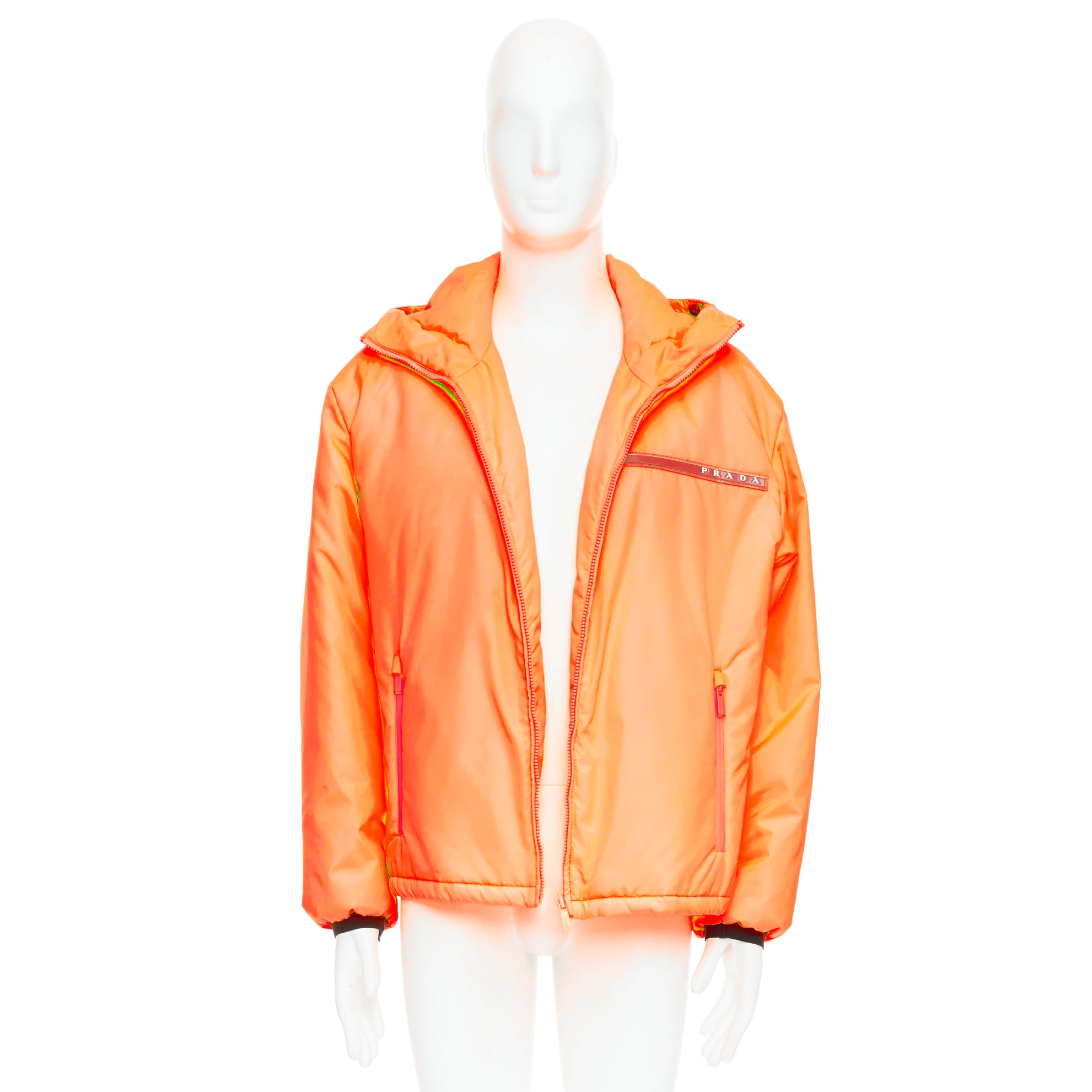 Prada Neon Orange Puffer - Image 11