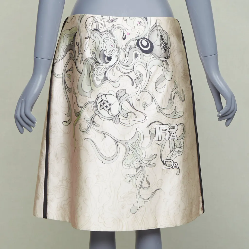 Prada Fairy Print Skirt Pink Silk Very good - Box View
