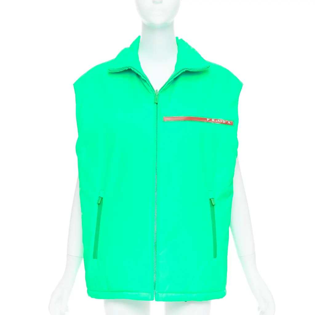 Prada Neon Green Vest Green Polyamide Never worn, with tag - Front View