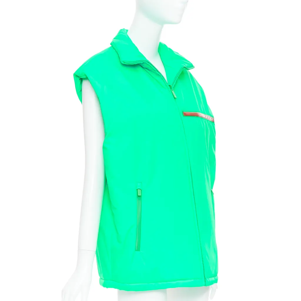Prada Neon Green Vest Green Polyamide Never worn, with tag - Model View