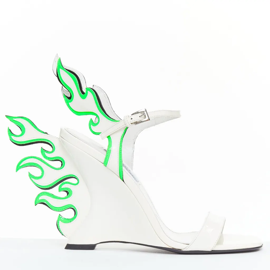 Prada Flame Wedge Sandal White Never worn - Front View