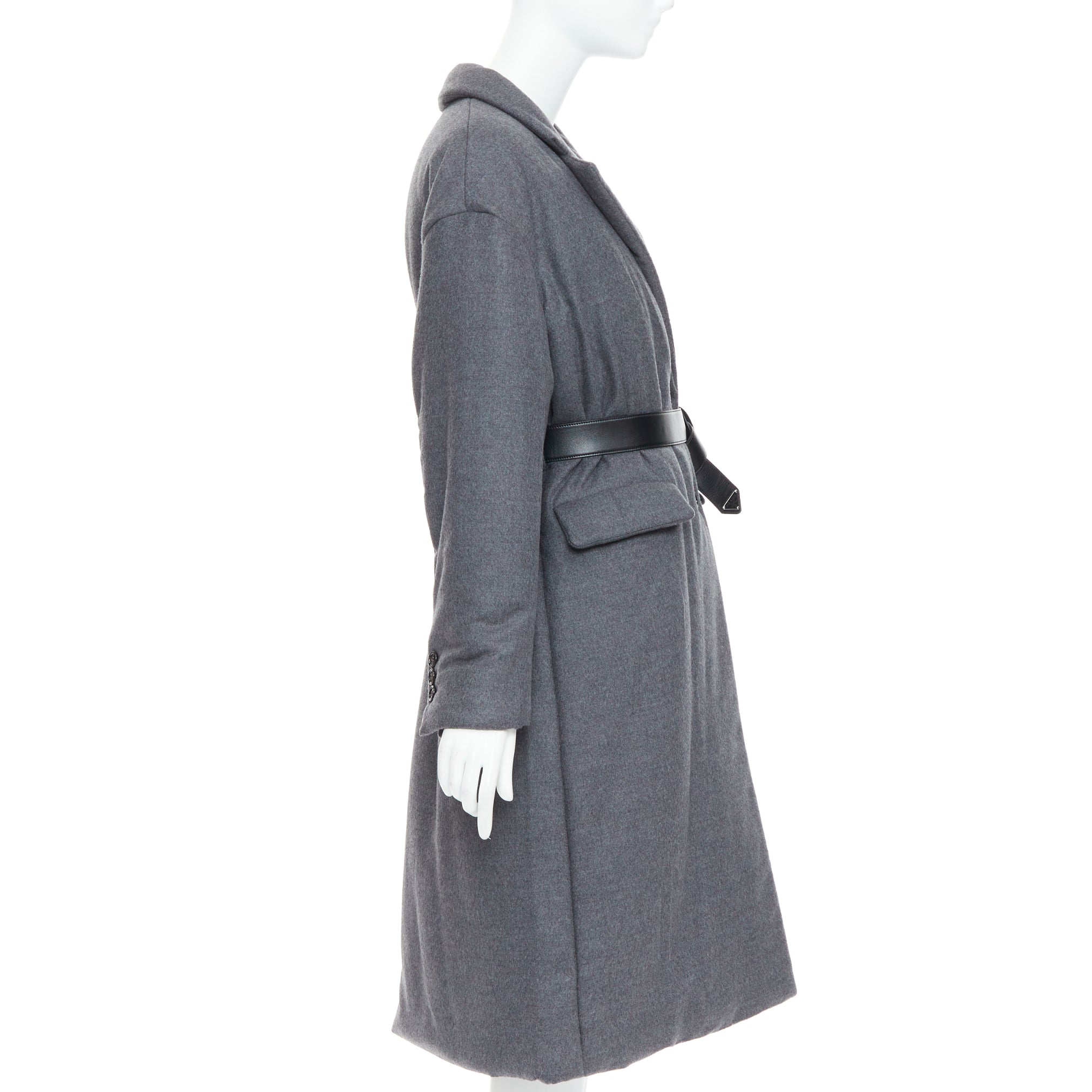 Prada Cashmere belt padded coat - Side view
