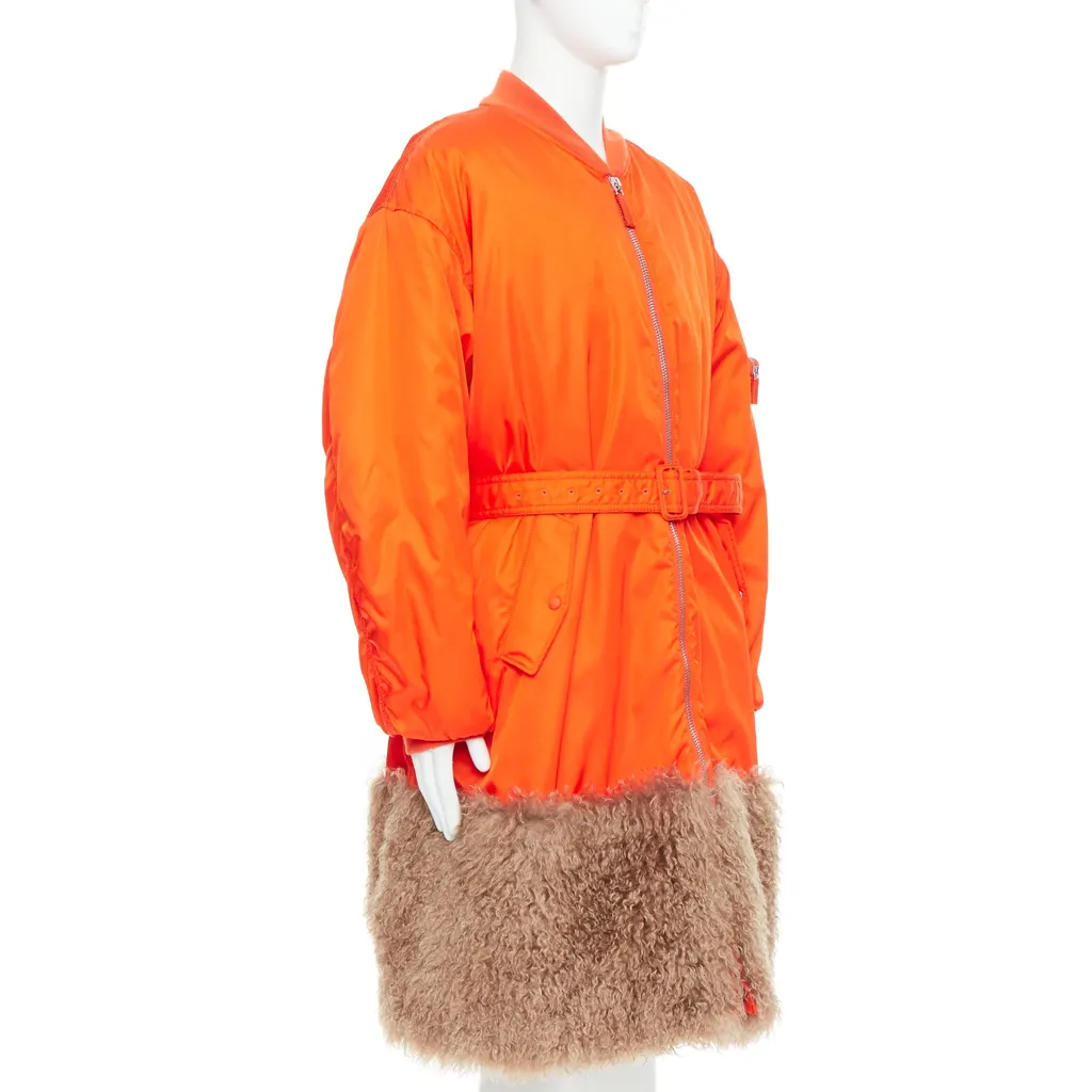 Prada Orange Bomber Coat Orange Polyamide Never worn, with tag - Inside View