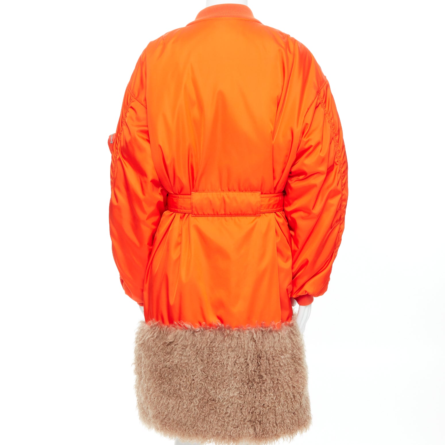 Prada Orange Bomber Coat - Side view