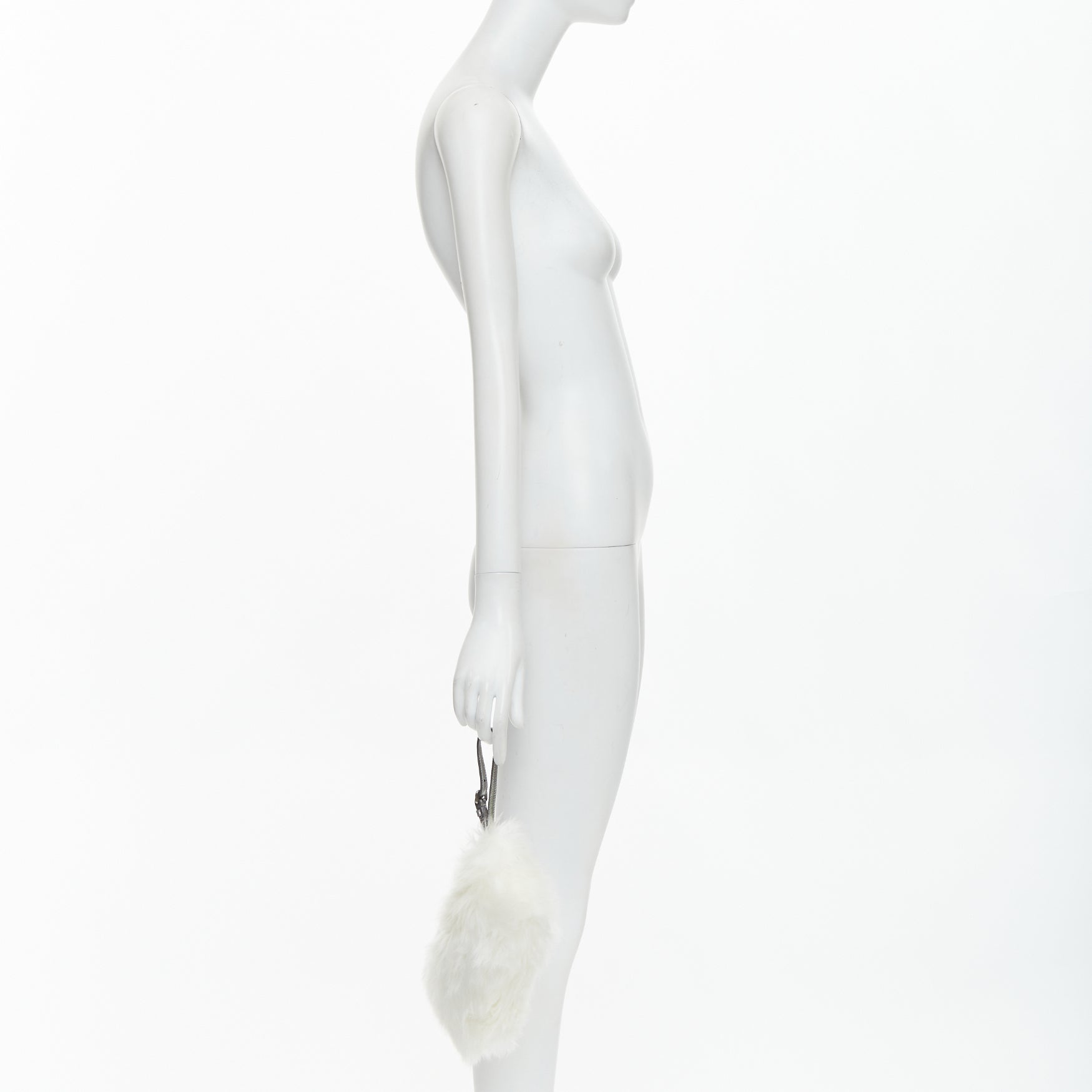 Prada White Fur Wristlet Bag - Back view