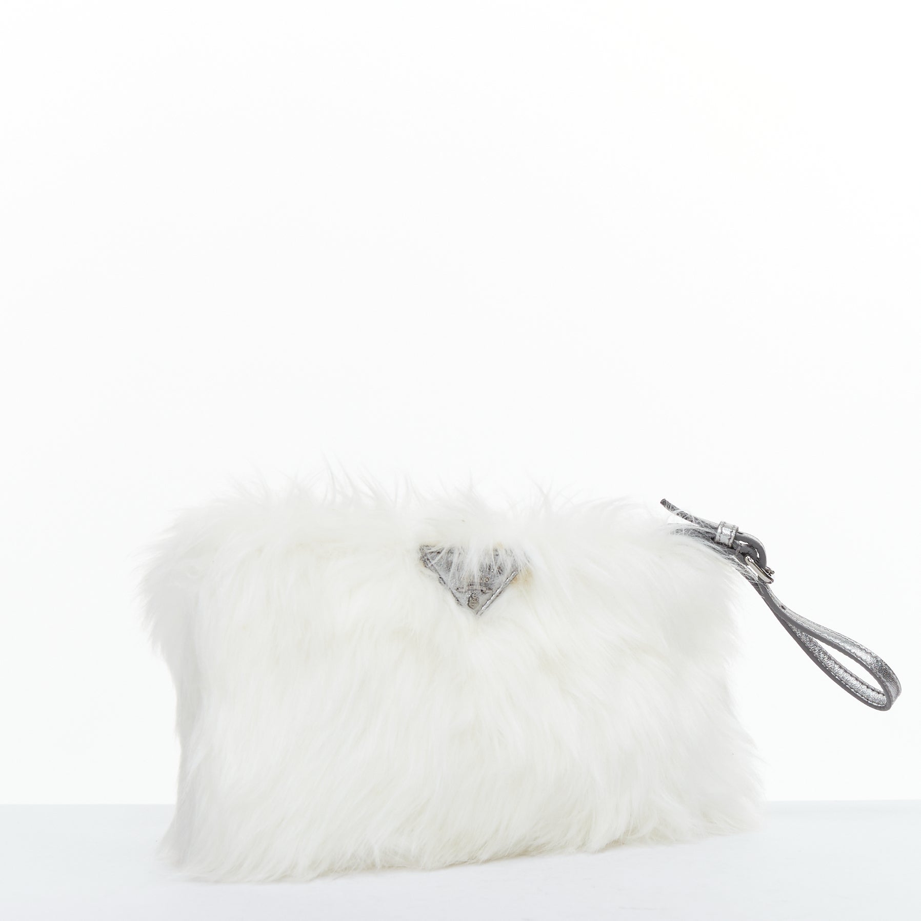 Prada White Fur Wristlet Bag - Image 6