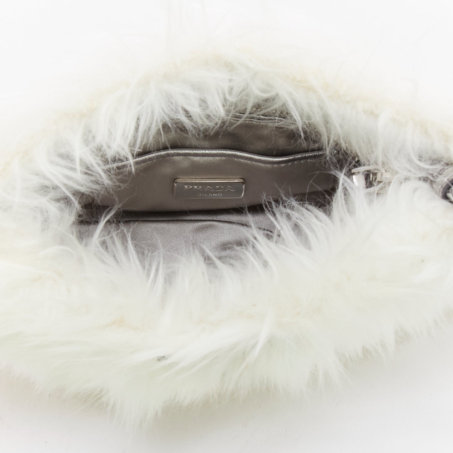 Prada White Fur Wristlet Bag - Image 12