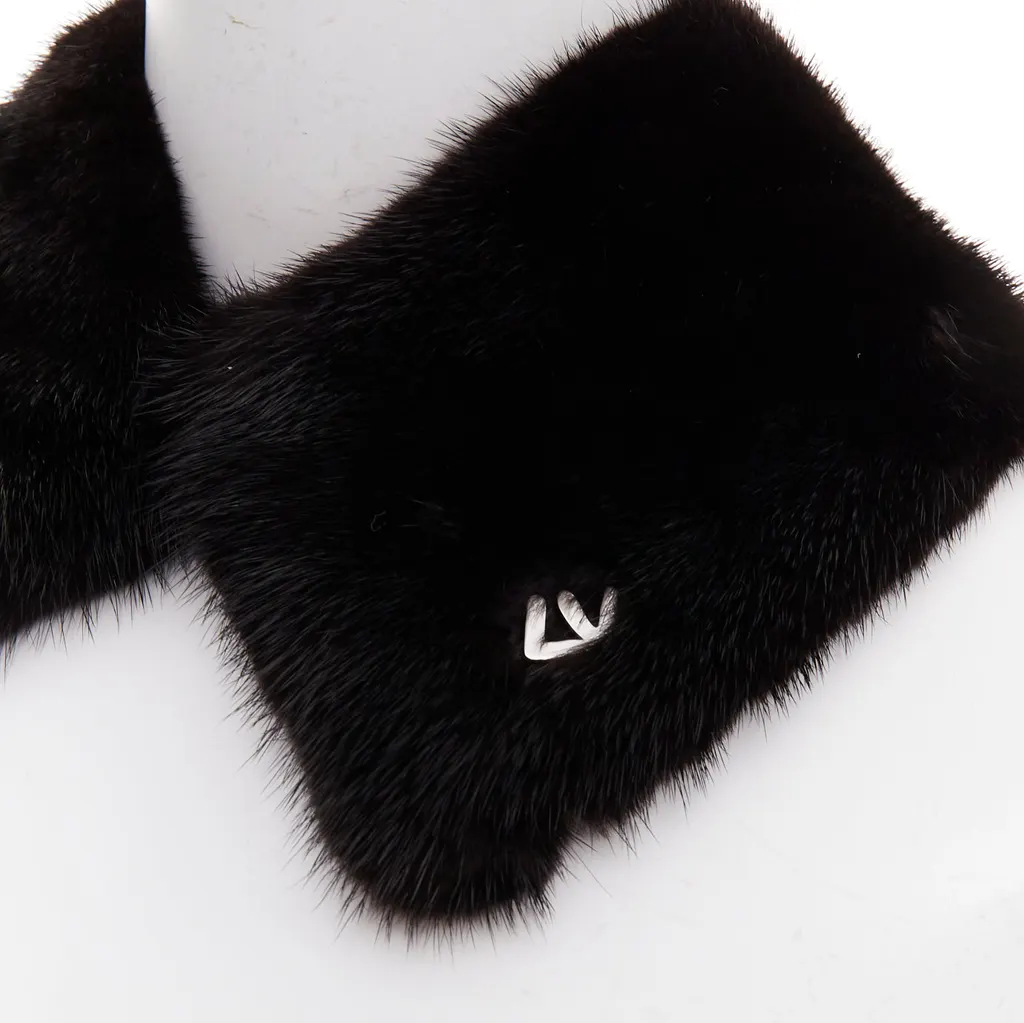 Louis Vuitton Mink Logo Scarf Brown Fur Very good - Back View