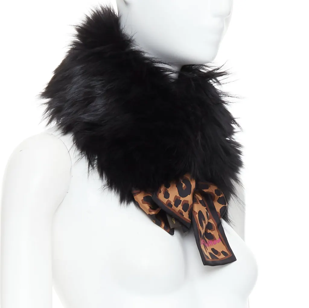 Louis Vuitton Graffiti Collar Scarf Black Fur Very good - Inside View