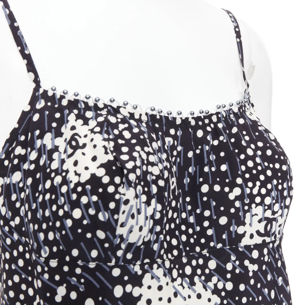 Chanel Polka Dot Camisole Black Silk Very good - Back View