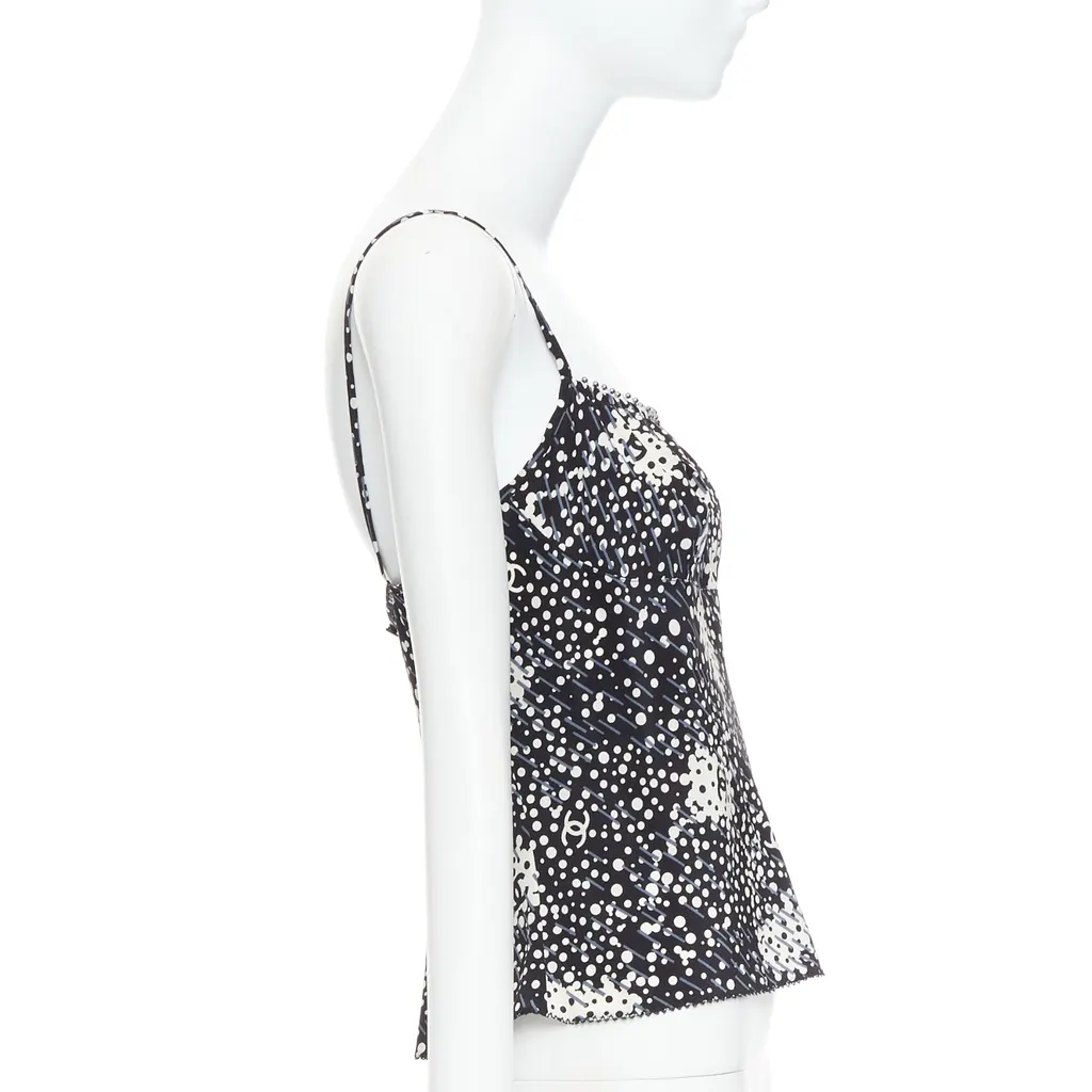 Chanel Polka Dot Camisole Black Silk Very good - Model View