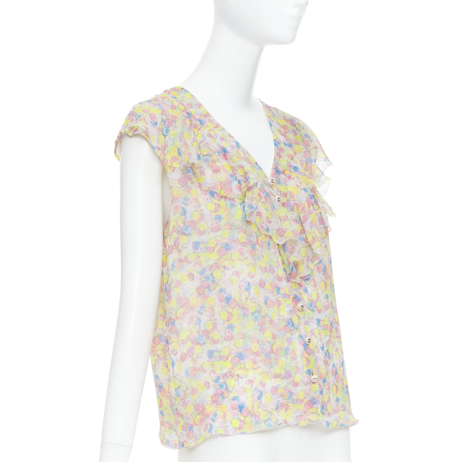 Chanel Pastel CC Ruffle Blouse - Image 6