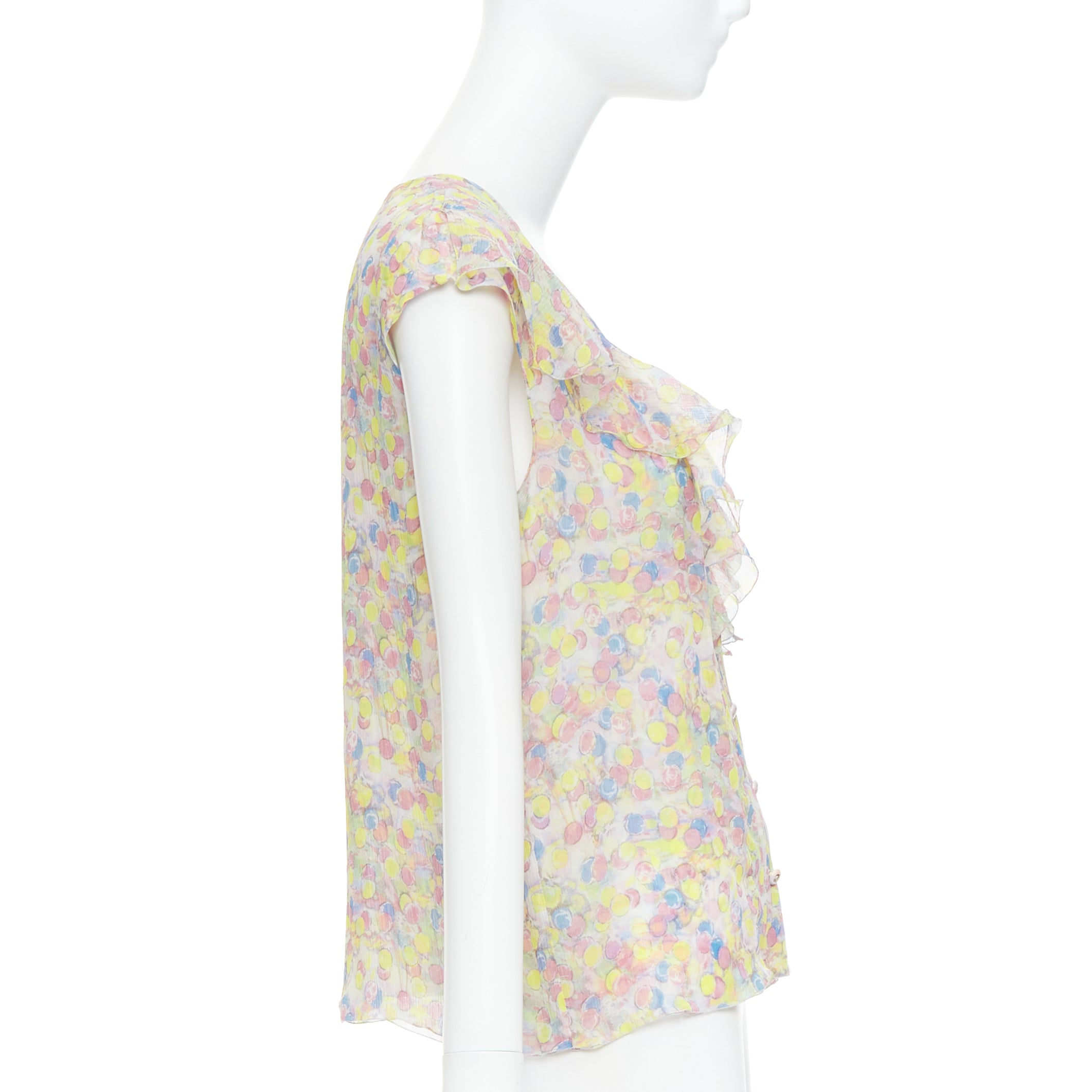 Chanel Pastel CC Ruffle Blouse - 4