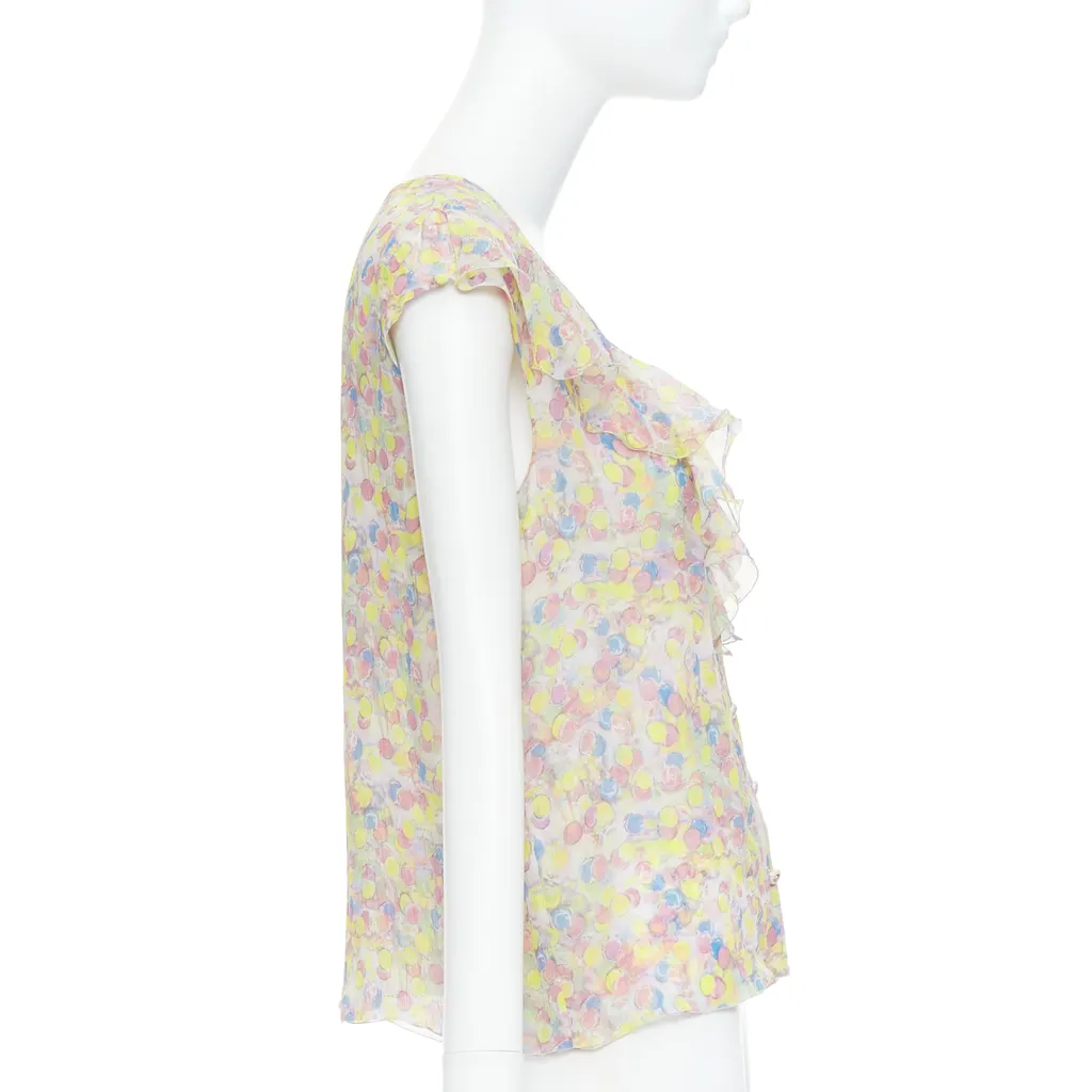 Chanel Pastel CC Ruffle Blouse MultiColor Silk Very good - Model View