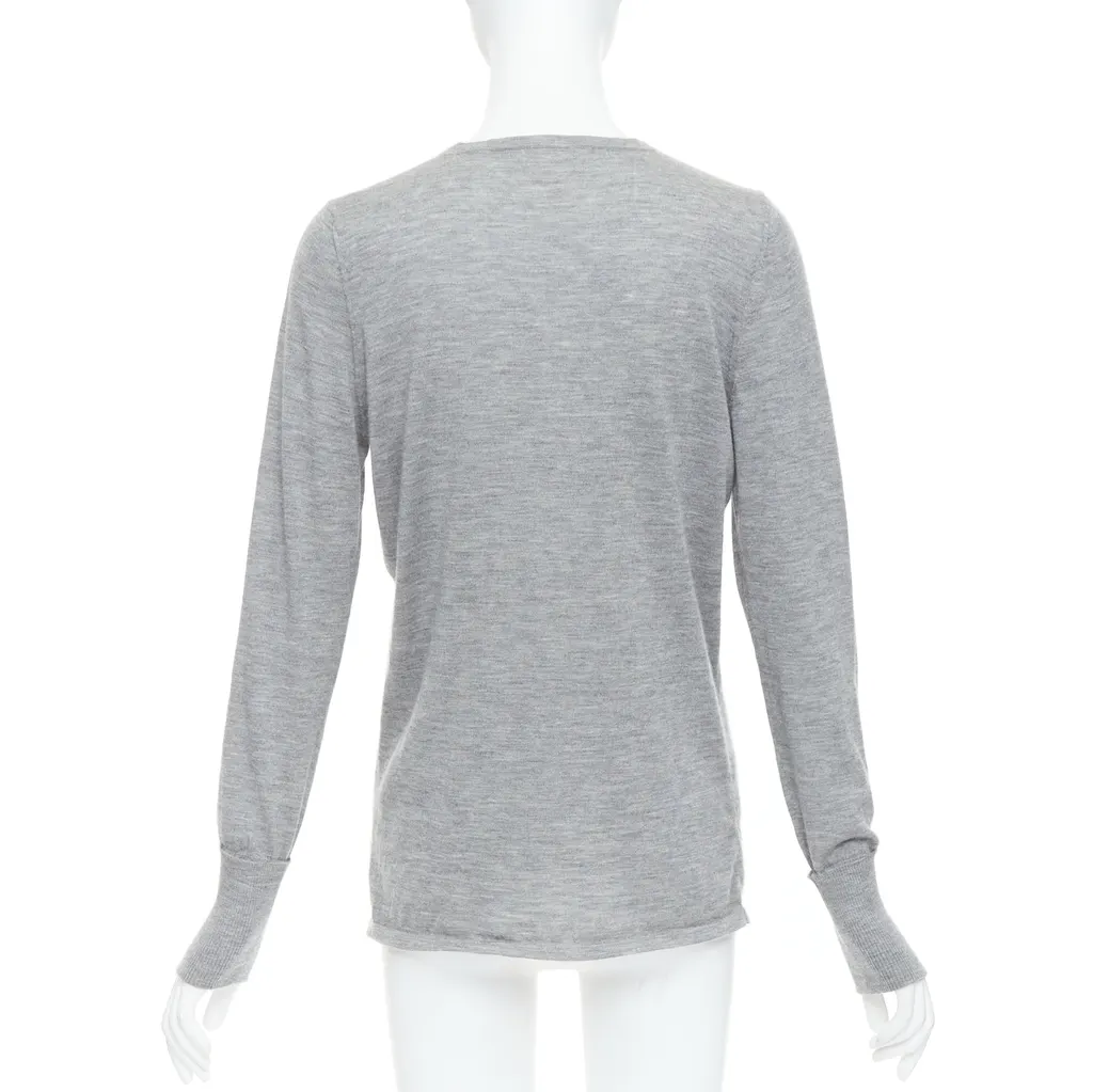 Chanel Camellia Button Sweater Grey Cashmere Very good - Box View